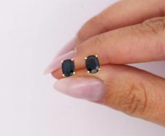 2 15 Carat Oval Cut Natural Sapphire 14K Gold Hypoallergenic Stud Earrings - 3772478