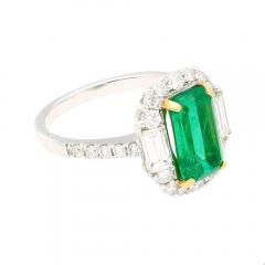 2 22 Carat Emerald Cut Natural Colombian 10MM Emerald Baguette Diamond Ring - 3832455