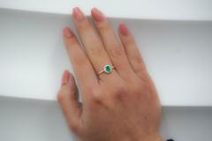 2 3 Carat Natural Emerald Diamond Oval Halo Thin Band Ring in 18K White Gold - 3499959