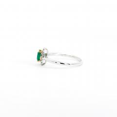 2 3 Carat Natural Emerald Diamond Oval Halo Thin Band Ring in 18K White Gold - 3499964