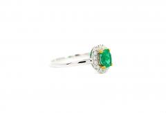 2 3 Carat Natural Emerald Diamond Oval Halo Thin Band Ring in 18K White Gold - 3499977