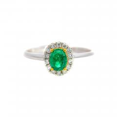 2 3 Carat Natural Emerald Diamond Oval Halo Thin Band Ring in 18K White Gold - 3504367