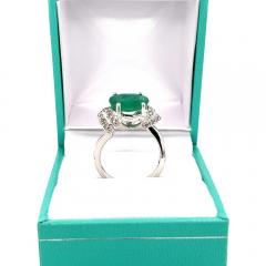 2 37 Carat Oval Cut Emerald in Retro Curved White Gold 4 Prong Ring - 3601663