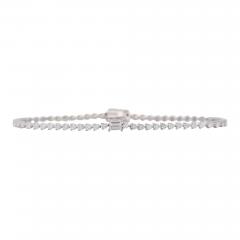 2 4 Carat Round With Baguette Cut Center Lab Grown Diamond Tennis Bracelet - 3900408