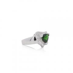 2 50 Carat Triangle Checkerboard Tsavorite Diamond White Gold Statement Ring - 3876941