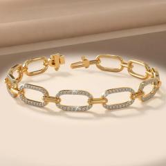 2 6 Carat Round Cut Diamond Paperclip Link Bracelet - 3981798