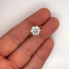 2 60 Carat Lab Grown 14K Yellow Gold 6 Prong Solitaire Diamond Engagement Ring - 3552563