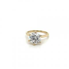 2 60 Carat Lab Grown 14K Yellow Gold 6 Prong Solitaire Diamond Engagement Ring - 3552565
