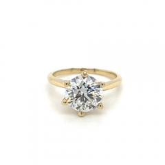 2 60 Carat Lab Grown 14K Yellow Gold 6 Prong Solitaire Diamond Engagement Ring - 3552625