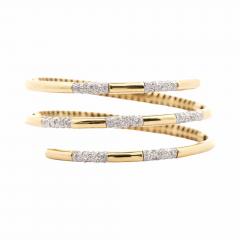 2 75 Carat Diamond 3 Row Curved 14K Gold Bangle Bracelet - 3800621