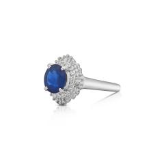 2 8 Carat Oval Blue Sapphire and Diamond Ballerina Halo Ring - 3843116