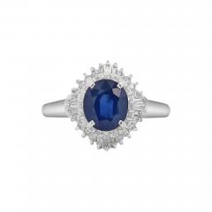 2 8 Carat Oval Blue Sapphire and Diamond Ballerina Halo Ring - 3845566