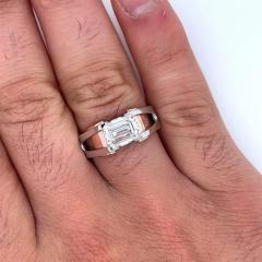2 87 Carat Emerald Cut Lab Grown Diamond Mens Ring in 2 Tone Rose White Gold - 3597135