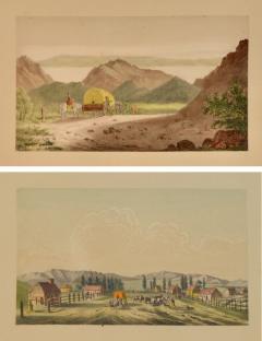 2 Antique Watercolors George Caitlin Salt Lake City Founding Mormons - 1716396