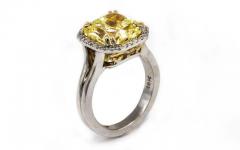 2 CARAT CUSHION CUT DIAMOND FANCY INTENSE YELLOW GIA RING - 2926289