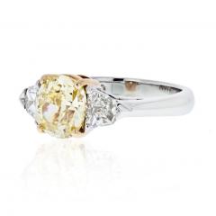 2 CARAT CUSHION CUT DIAMOND FANCY YELLOW GIA SIDE BULLETS RING - 2926234