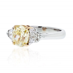 2 CARAT CUSHION CUT DIAMOND FANCY YELLOW GIA WITH SIDE BULLETS ENGAGEMENT RING - 2849960