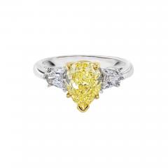 2 CARAT PEAR SHAPE DIAMOND FANCY INTENSE YELLOW GIA FYI VS1 GIA ENGAGEMENT RING - 2720144