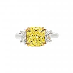 2 CARAT RADIANT CUT DIAMOND FANCY YELLOW GIA RING - 2927612