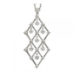 2 Carat tw Diamond Dangling Platinum Pendant Necklace - 3876969