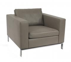 2 Contemporary Tufted Leather Arm Chairs - 1378953