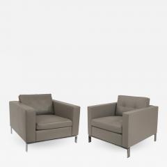 2 Contemporary Tufted Leather Arm Chairs - 1383690