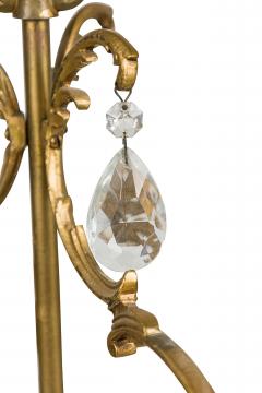2 French chandeliers with a brass top supporting multiple crystals strands - 4162243