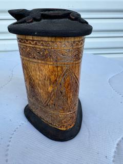 2 Intricate Carved Bone Containers with Lid - 4290222