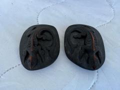 2 Intricate Carved Bone Containers with Lid - 4290224