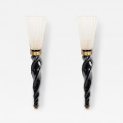 2 Italian Mid Century Murano Glass Torch Wall Sconce - 4693743