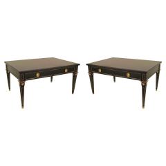 2 Maison Jansen French Louis XVI Style Ebonized and Gilt Coffee Tables - 4700280
