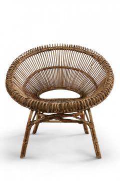 2 Mid Century French Round Bamboo and Rattan Chairs - 4169921