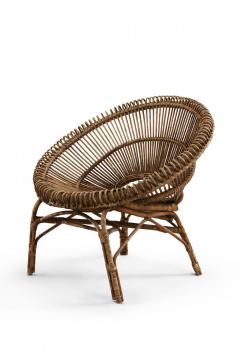 2 Mid Century French Round Bamboo and Rattan Chairs - 4169922