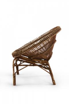 2 Mid Century French Round Bamboo and Rattan Chairs - 4169923