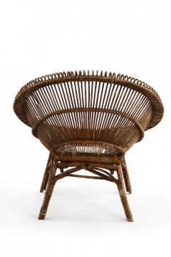 2 Mid Century French Round Bamboo and Rattan Chairs - 4169925