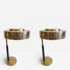2 Mid Century Modern Brass and Leather Marine Desk Table Lamps England 1930 - 1682816