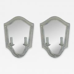 2 Pair Large French Mid Century Modern Neoclassical Mirror Sconces Girandoles - 1821694