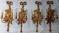 2 Pair of Sconces Golden Wood and Golden Iron Attributes with Arrows 1950 1970 - 2381474