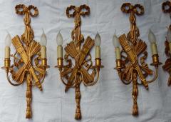 2 Pair of Sconces Golden Wood and Golden Iron Attributes with Arrows 1950 1970 - 2381475