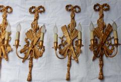 2 Pair of Sconces Golden Wood and Golden Iron Attributes with Arrows 1950 1970 - 2381477