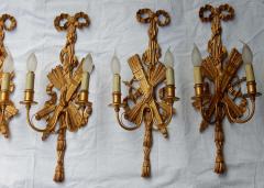 2 Pair of Sconces Golden Wood and Golden Iron Attributes with Arrows 1950 1970 - 2381478