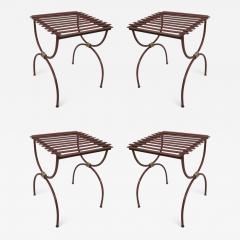 2 Pairs French Modern Neoclassical Iron Side Tables Luggage Racks Benches 1940 - 1803009