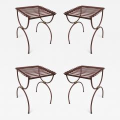 2 Pairs French Modern Neoclassical Iron Side Tables Luggage Racks Benches 1940 - 1803009