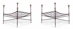 2 Pairs of John Salterini American Mid Century Iron Outdoor Ottomans - 2798112