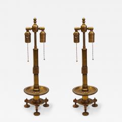 2 Pairs of Modern Neoclassical Brass and Steel Industrial Style Table Lamps - 1738383