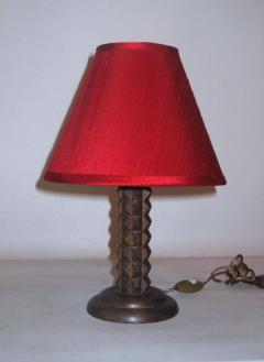 2 Pairs of Small French Mid Century Modern Carved Wood Table Lamps 1940 - 1830088