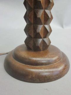 2 Pairs of Small French Mid Century Modern Carved Wood Table Lamps 1940 - 1830089