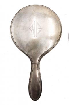 2 Piece American Art Deco Silver Brush and Mirror Set - 4675535