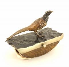 2 Piece French Victorian Bronze Pheasant Inkwell - 4201251