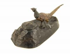 2 Piece French Victorian Bronze Pheasant Inkwell - 4201253